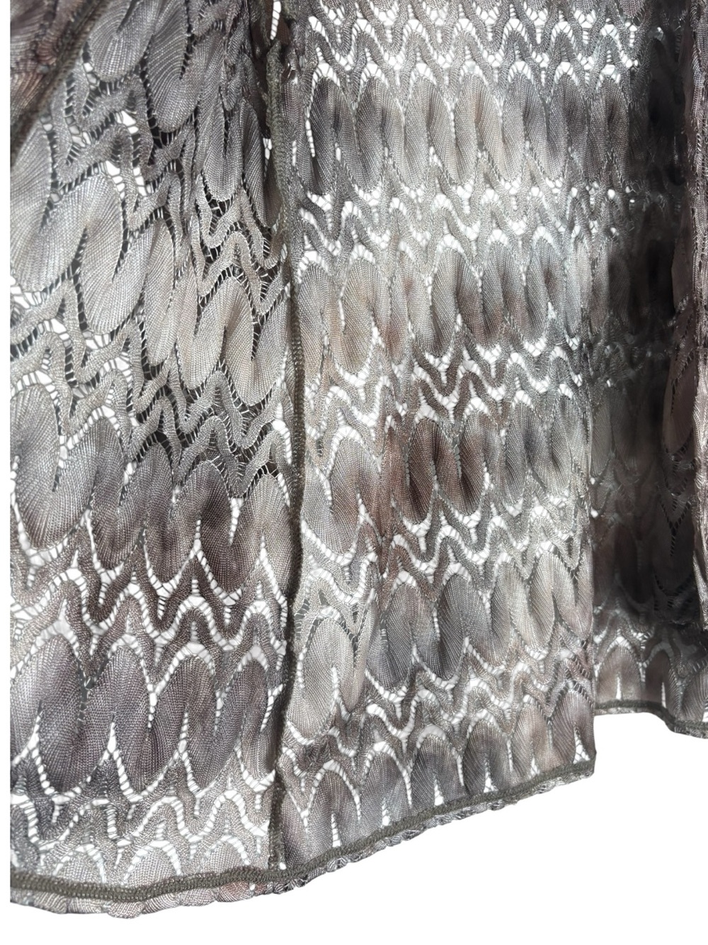 CHICO’s Travelers Taupe Patterned Open-Front Cardigan Sweater Size 1 (6-8) - Picture 6 of 9